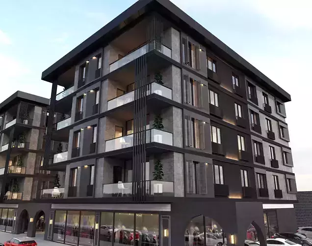 BUILDING apartment with parking lot