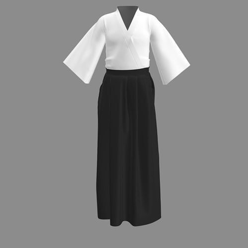 Hakama Japanese clothes 3D model