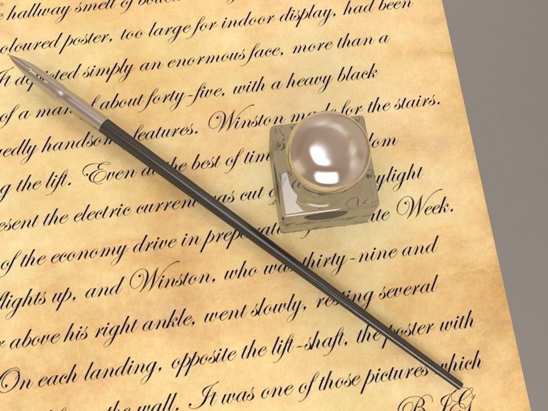 Pen and Inkpot 3D model_1