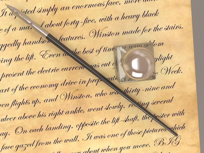 Pen and Inkpot 3D model_4