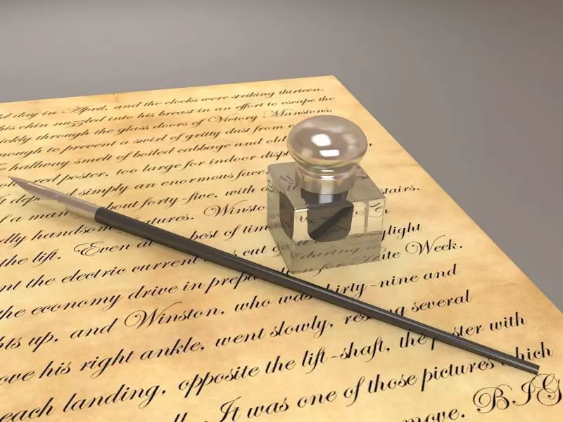 Pen and Inkpot 3D model_0