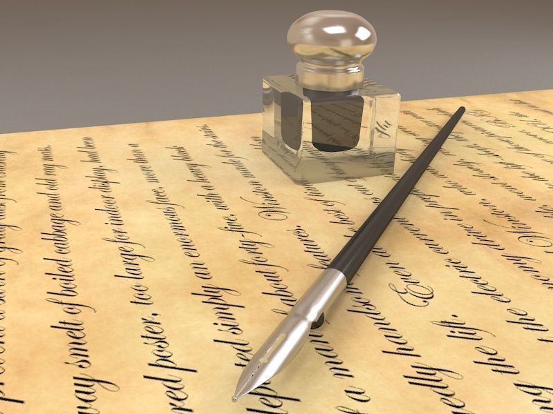 Pen and Inkpot 3D model_3