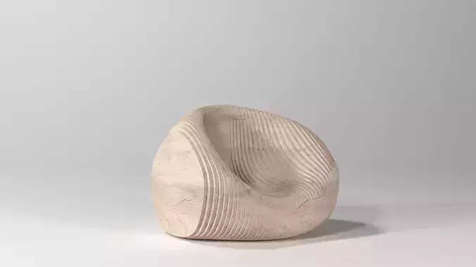 Parametric Wood Pouf Chair Bergere Design Tortoise 