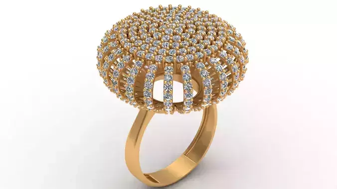 Sphere Bouton Diamond Gold Ring 3D print model