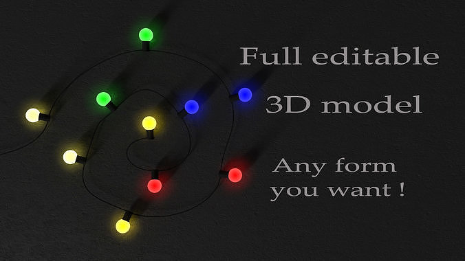 Full editable garland lights  3D model
