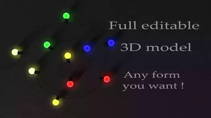 Full editable garland lights  3D model