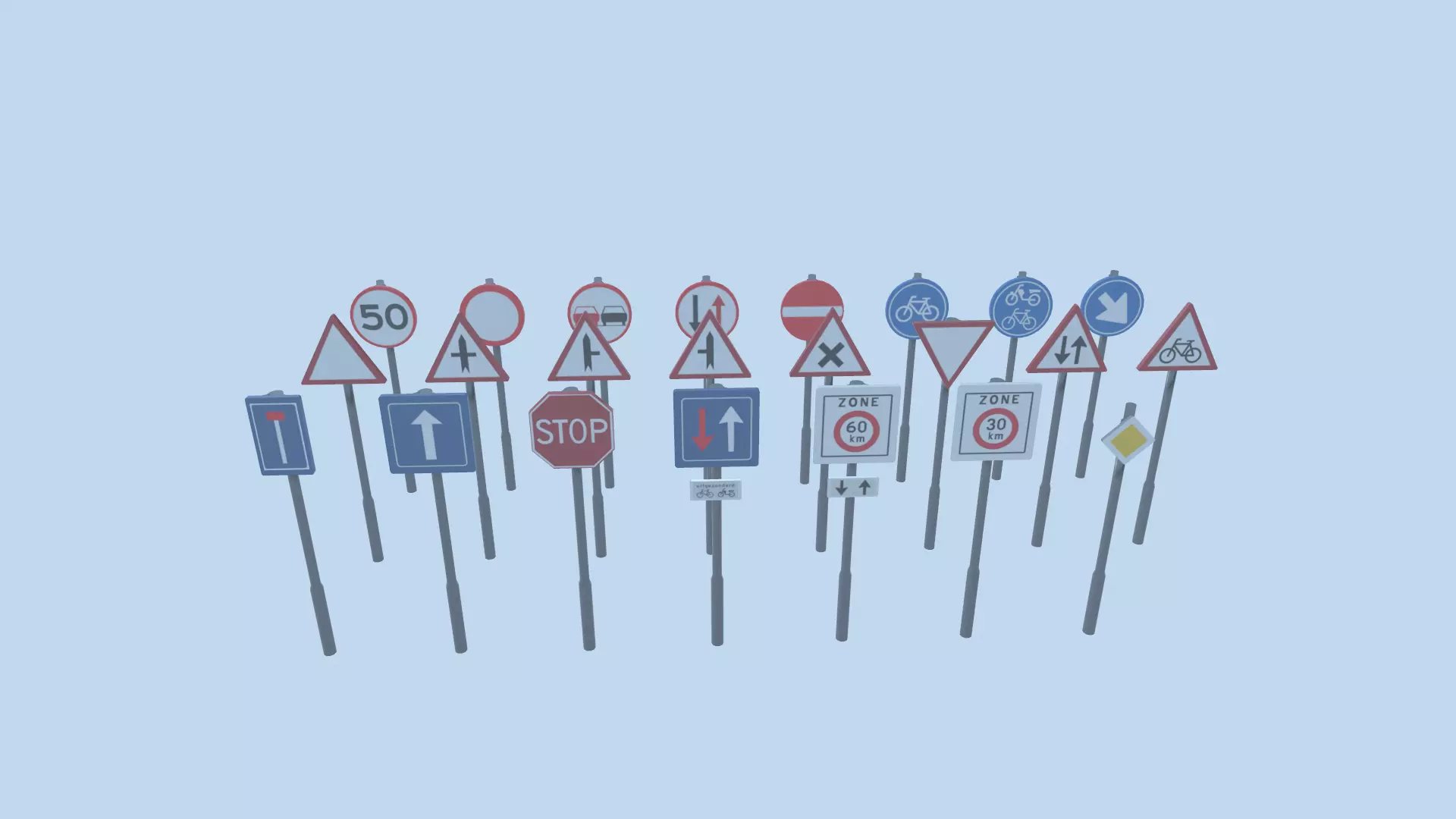 Dutch Traffic Signs Low-poly 3D model_0