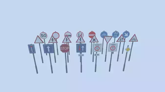 Dutch Traffic Signs Low-poly 3D model