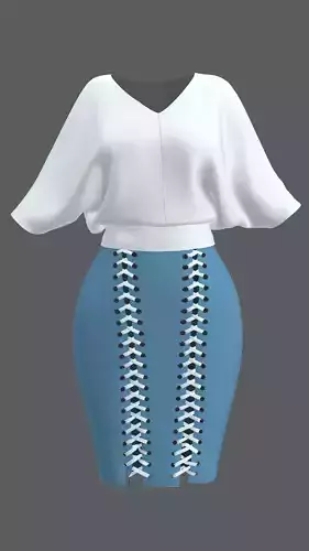 LooseTop TrapSkirt Set Marvelous Designer