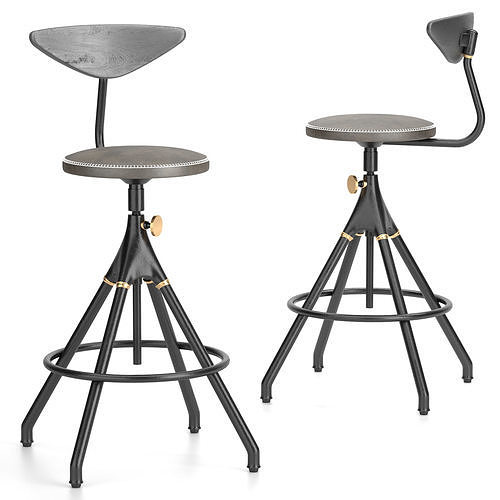 District Eight-akron Counter Stool With Backrest 3D model