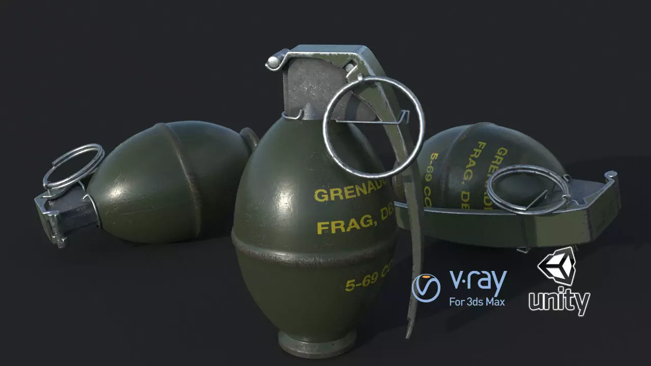 M61 fragmentation grenade 3D model_0