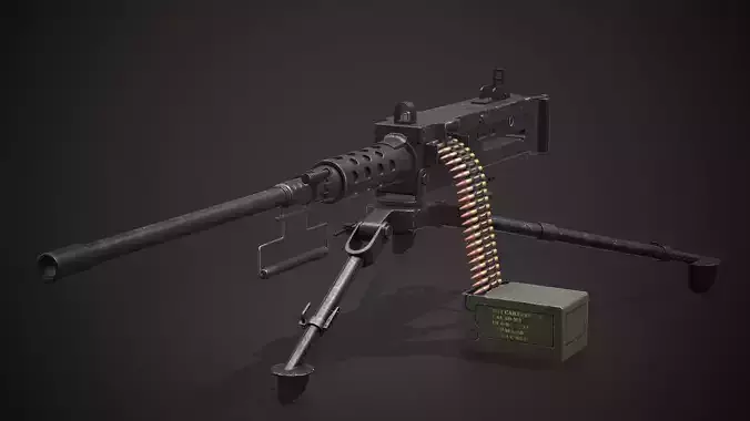 Machine gun - Browning M2 - Low Poly 3d Model