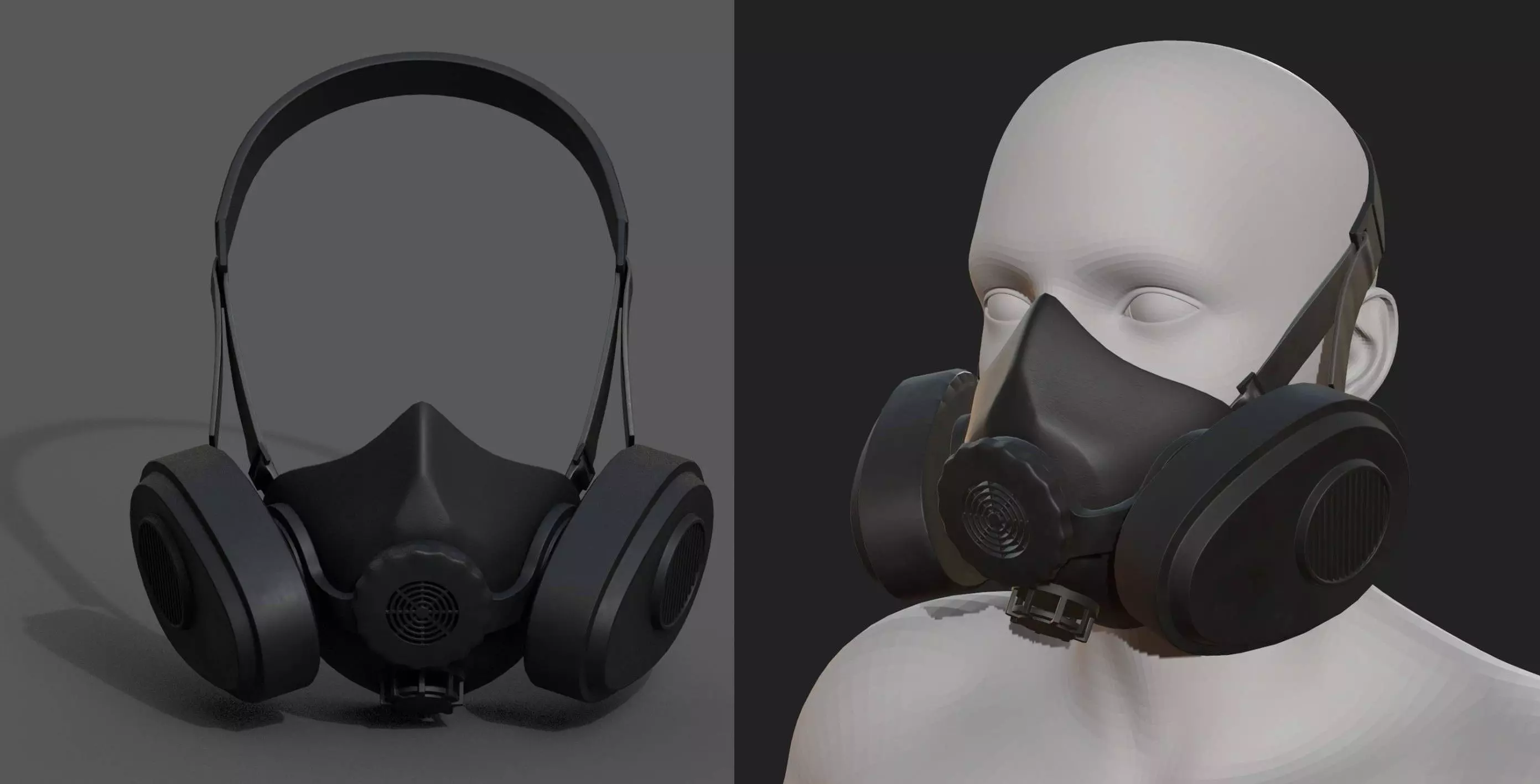 Gas mask helmet 3d safety plastic mask protection pollution Low-poly 3D model