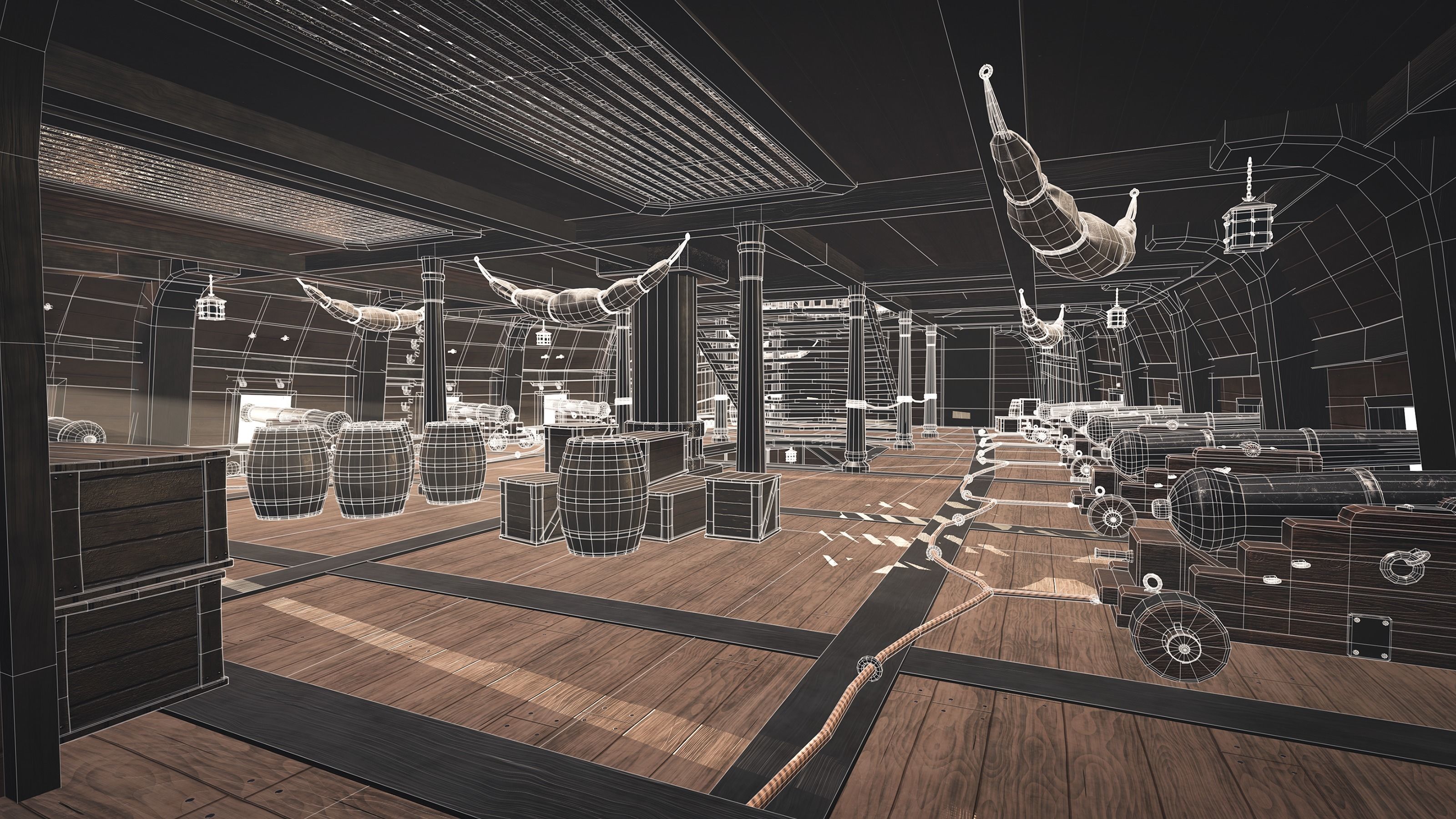 Galeon Ship low-poly Game-ready Low-poly 3D model_21