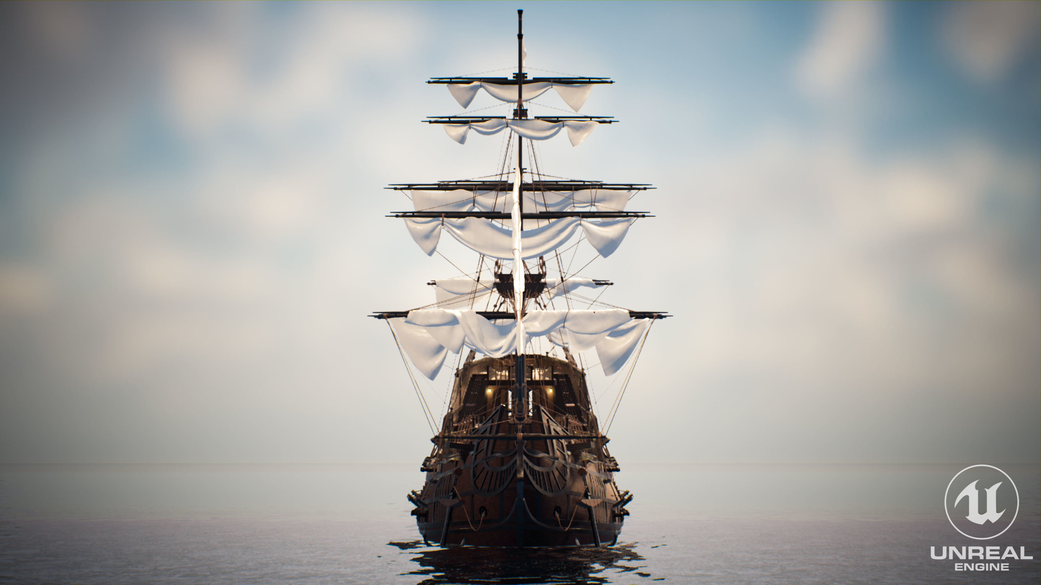 Galeon Ship low-poly Game-ready Low-poly 3D model_2