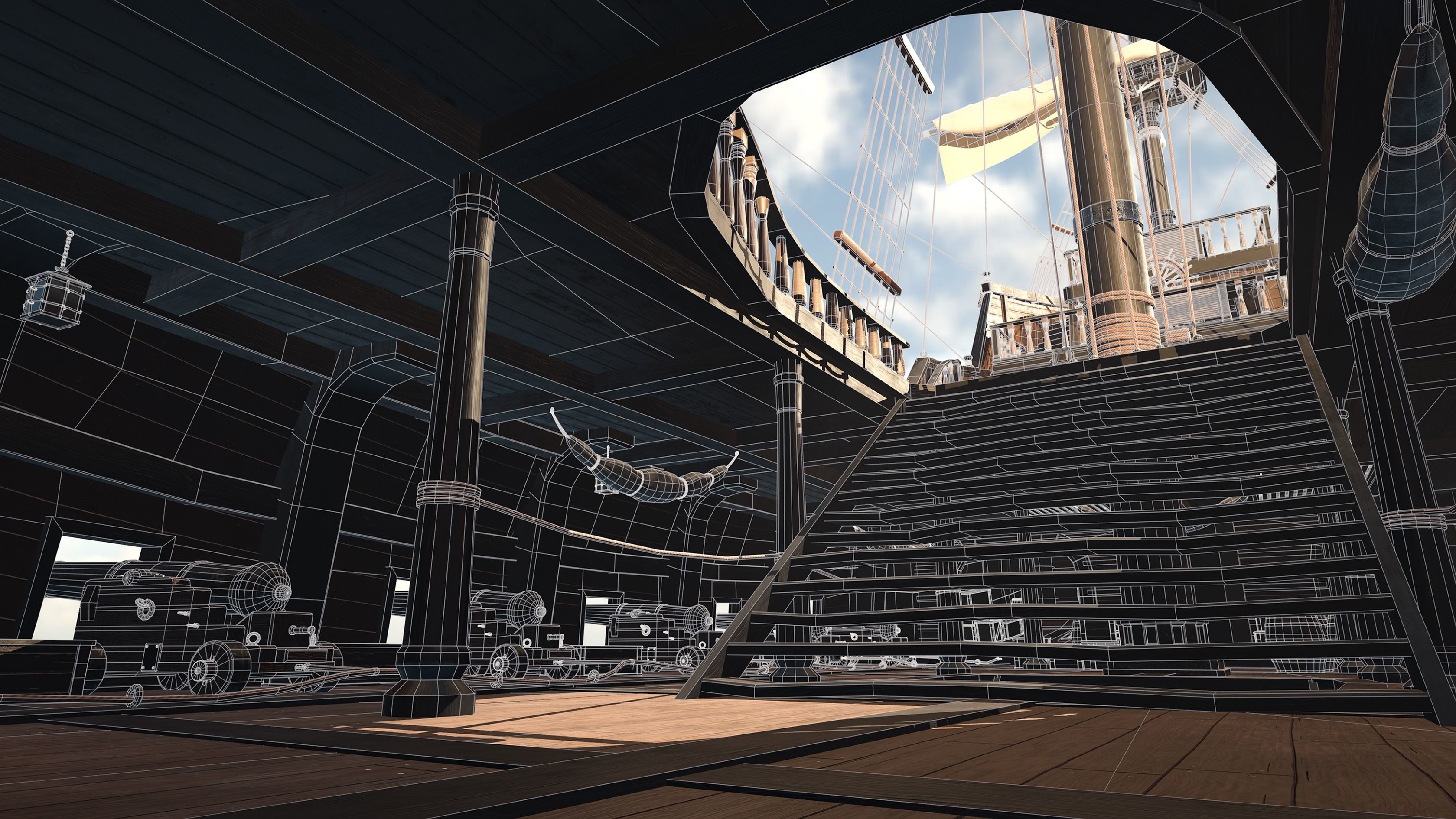 Galeon Ship low-poly Game-ready Low-poly 3D model_19