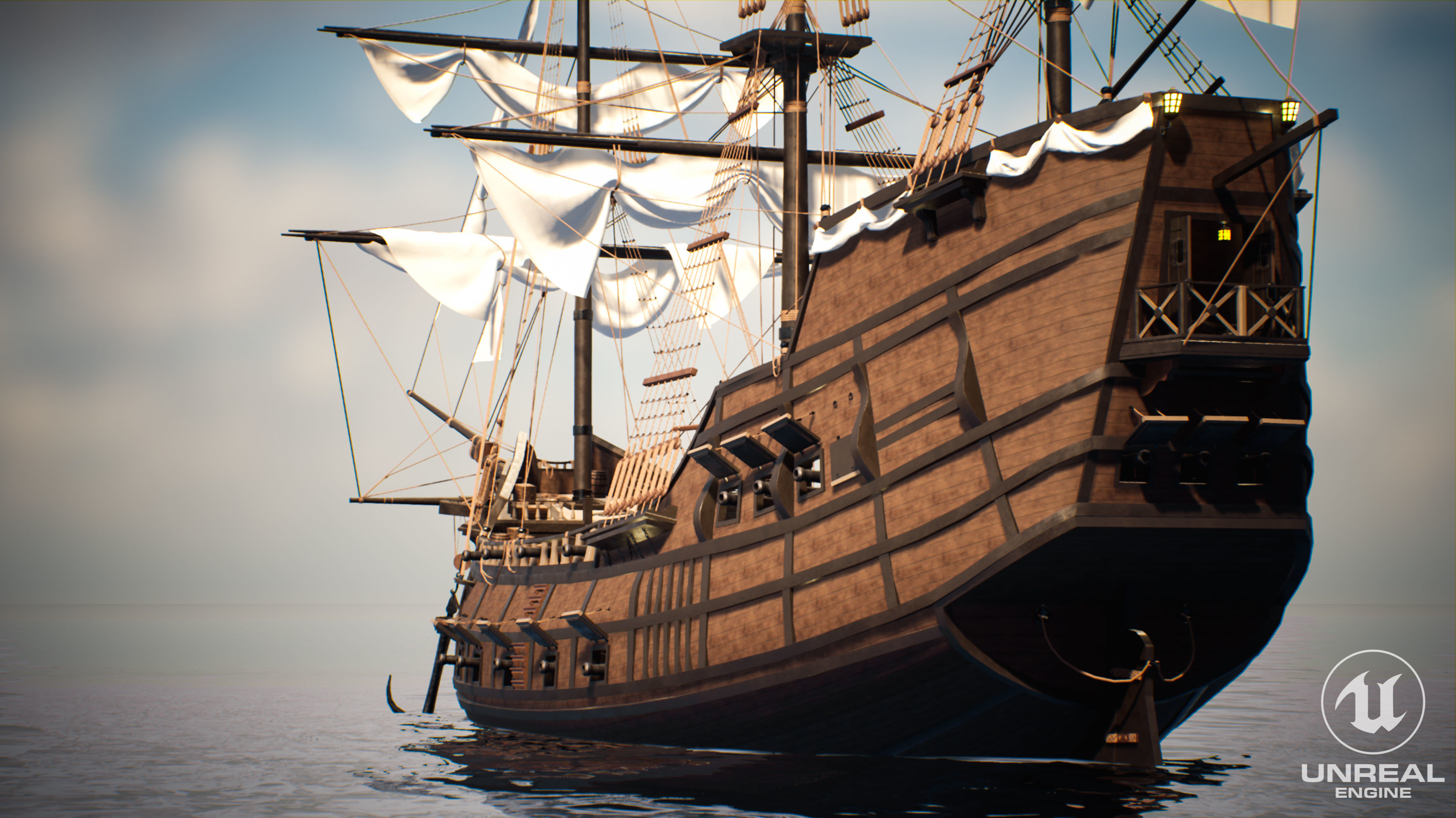 Galeon Ship low-poly Game-ready Low-poly 3D model_18