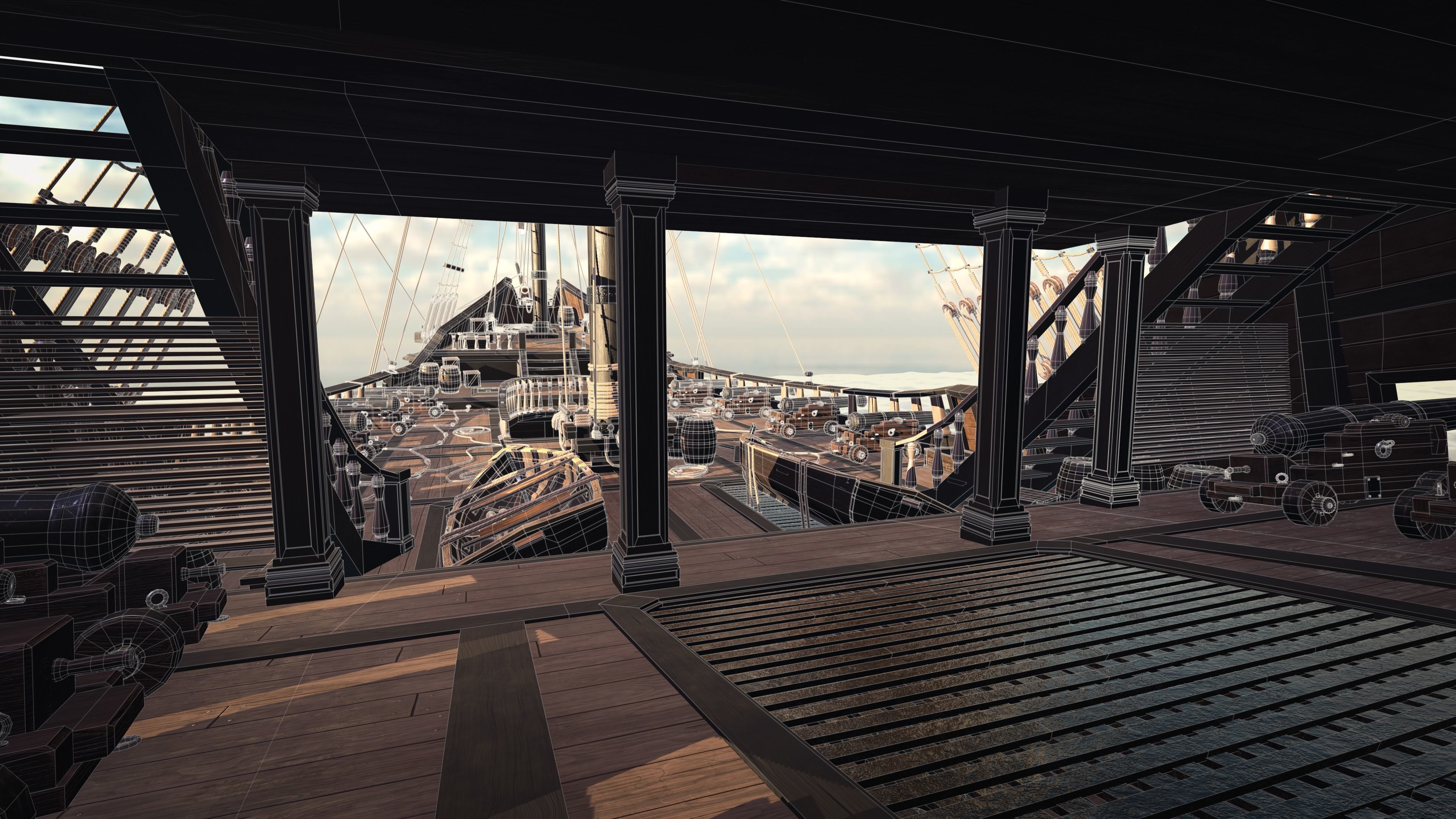 Galeon Ship low-poly Game-ready Low-poly 3D model_20