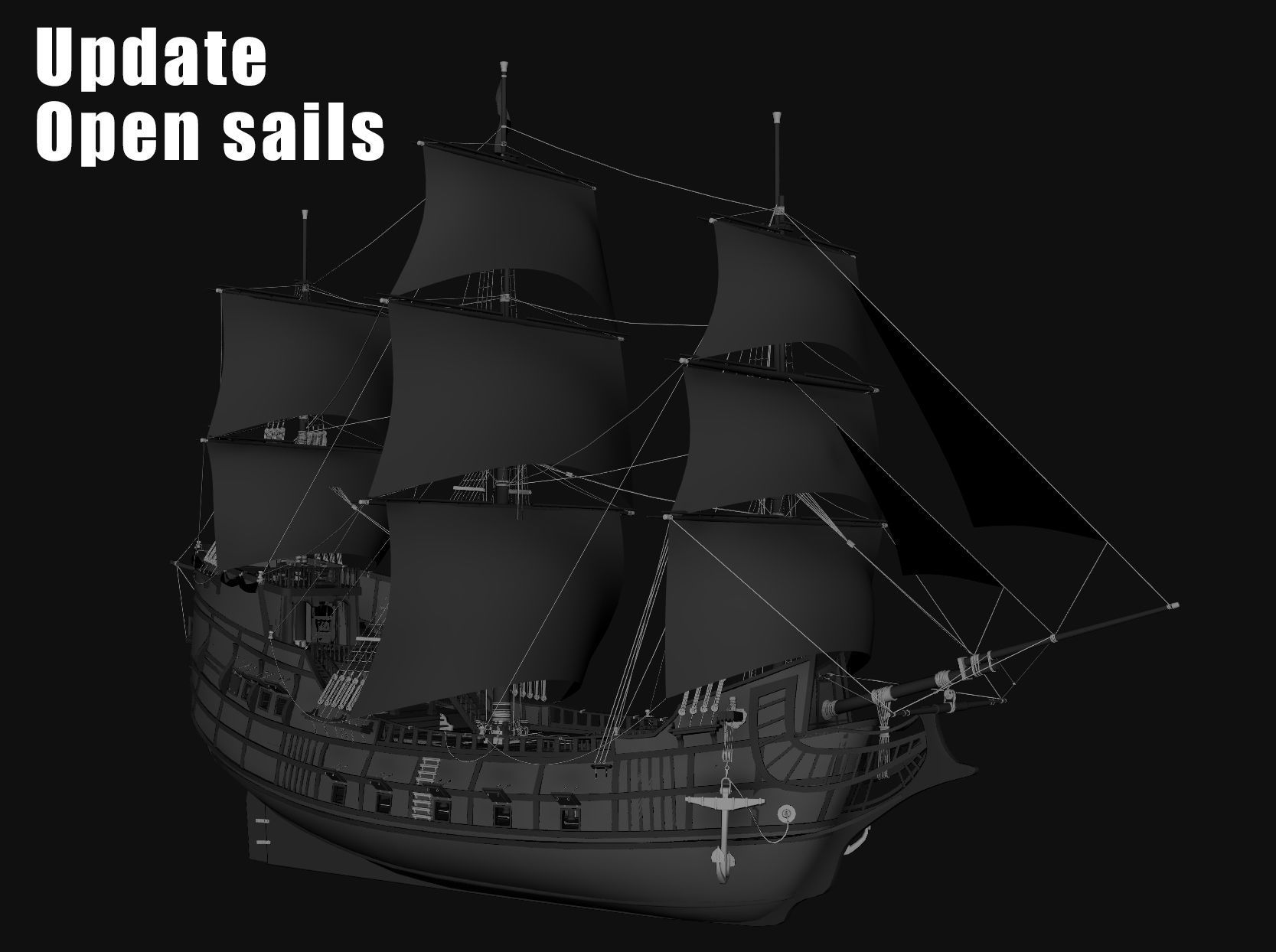 Galeon Ship low-poly Game-ready Low-poly 3D model_1
