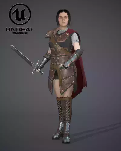 War Girl Low-poly 3D model