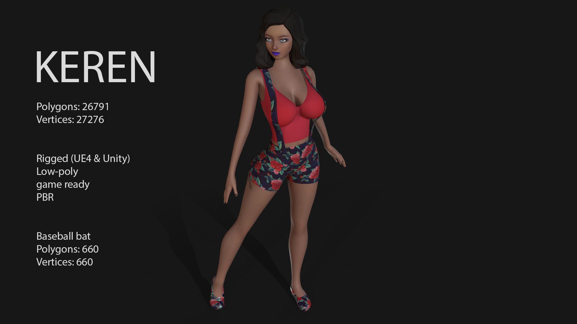 Keren Style III GIRL Low-poly 3D model_9
