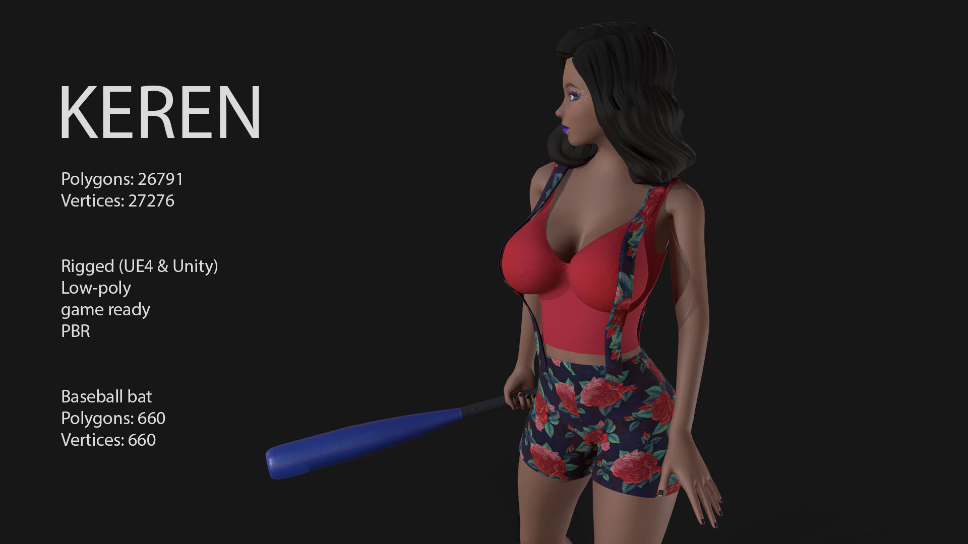 Keren Style III GIRL Low-poly 3D model_7