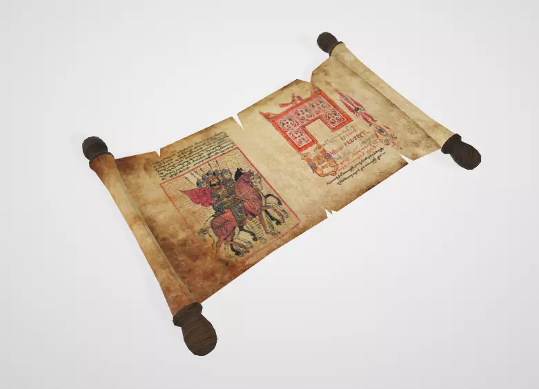 Old Scroll Low-poly 3D model_0