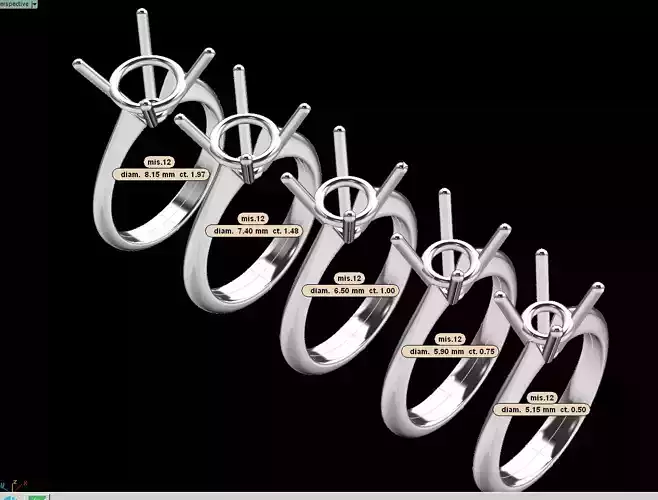 solitaire ring different  stone  size  ROUND  EDGE