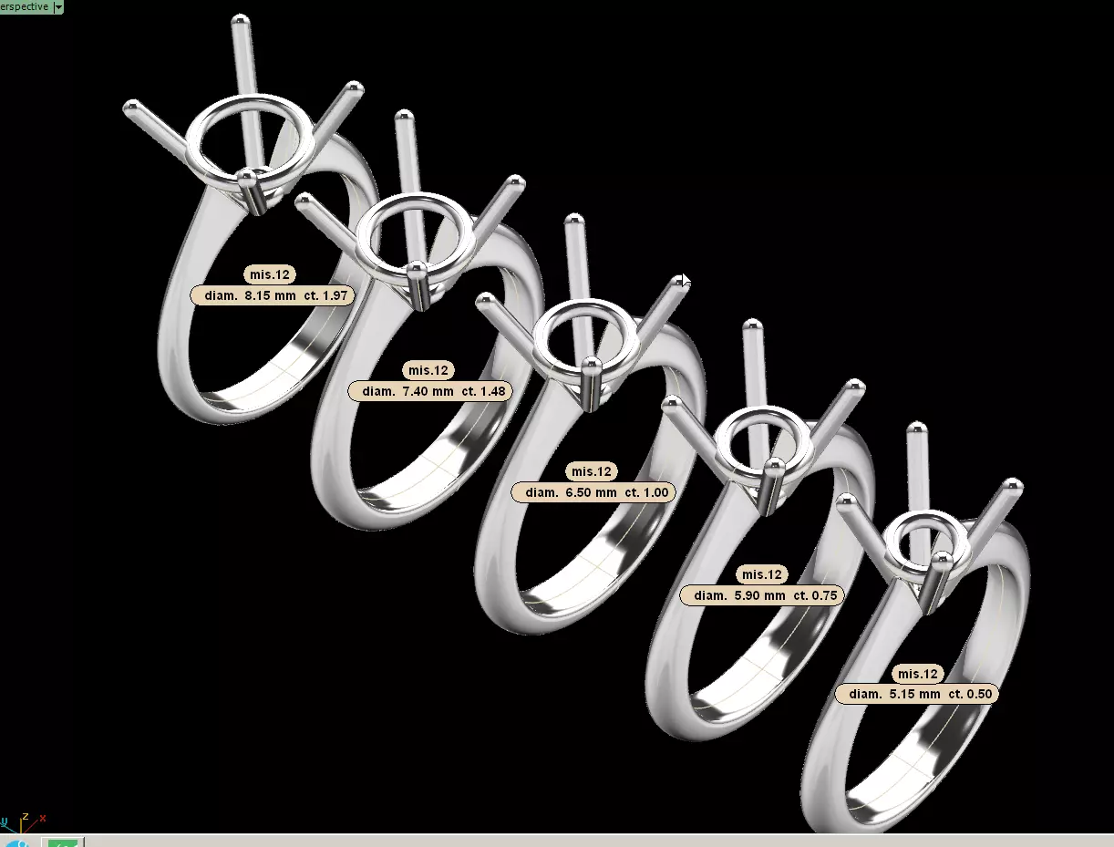 solitaire ring different stone size ROUND EDGE 3D print model_0