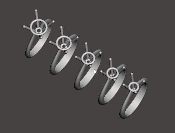 solitaire ring different stone size ROUND EDGE 3D print model_3