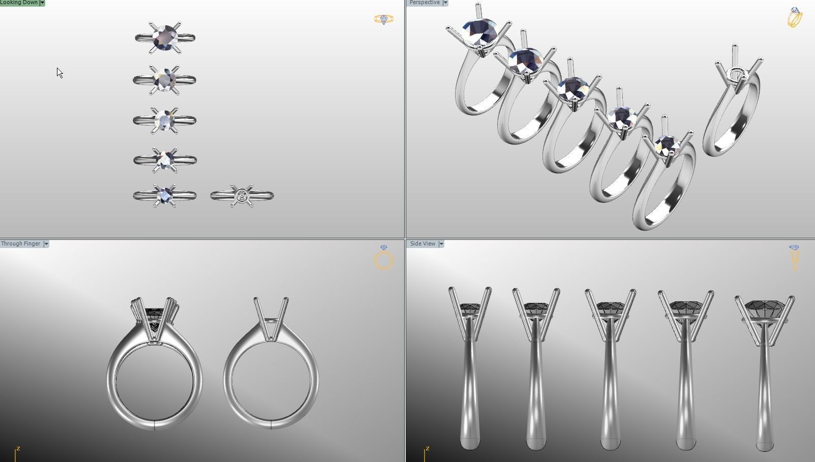 solitaire ring different stone size ROUND EDGE 3D print model_2