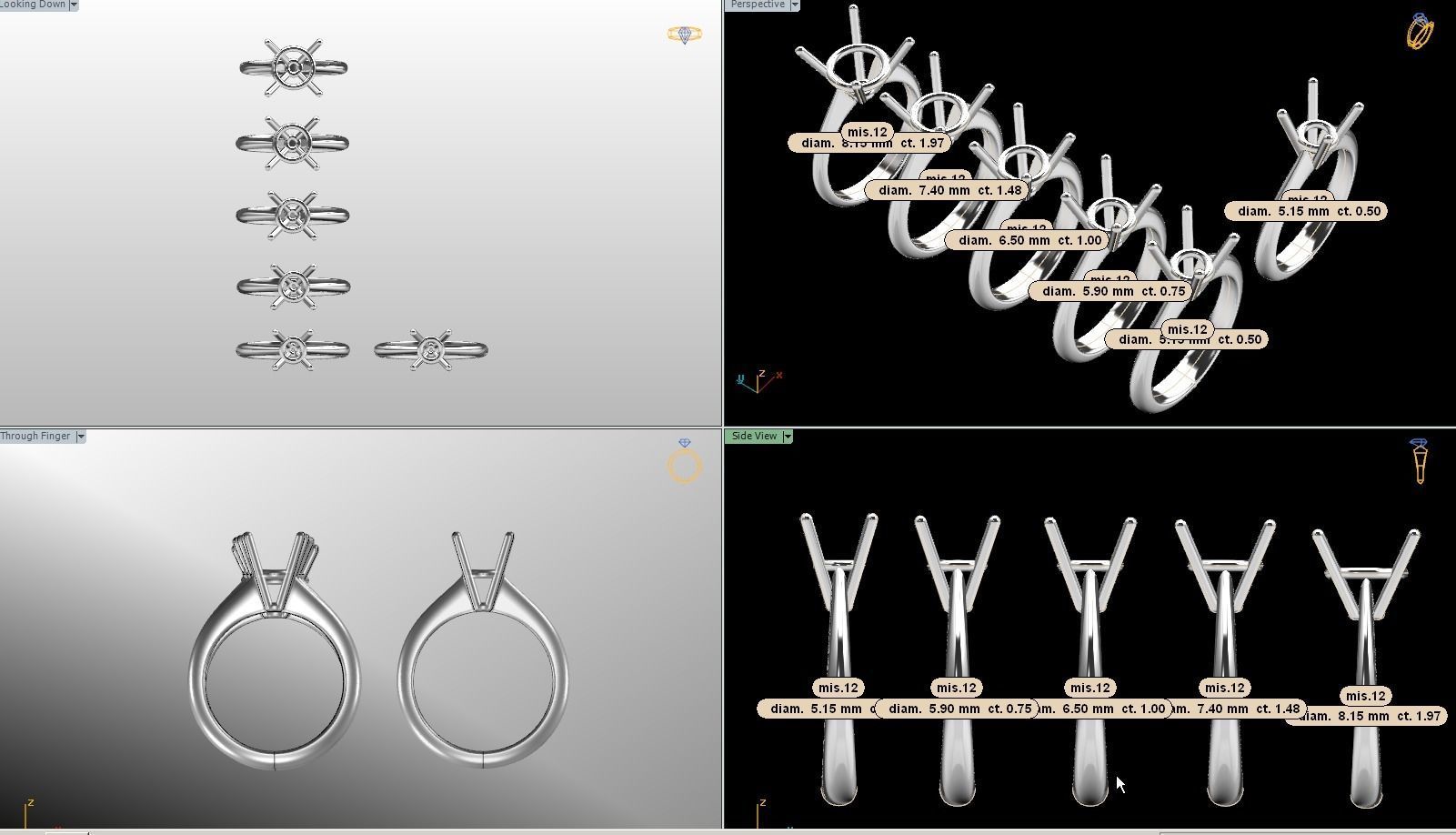 solitaire ring different stone size ROUND EDGE 3D print model_1