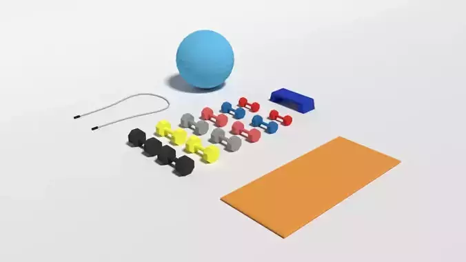 Low Poly Cartoon Gym Equipment