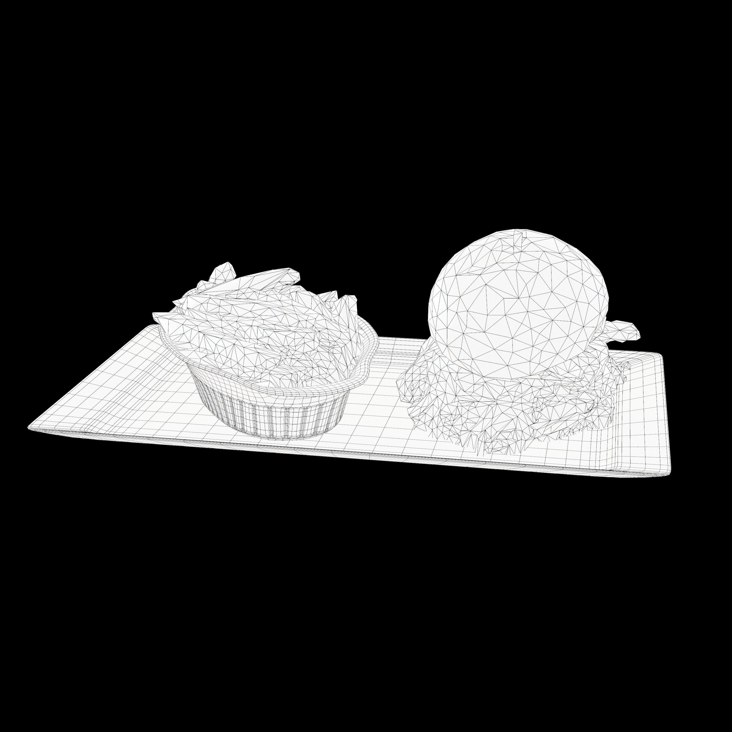 Burger with fries on plate Low-poly 3D model_15