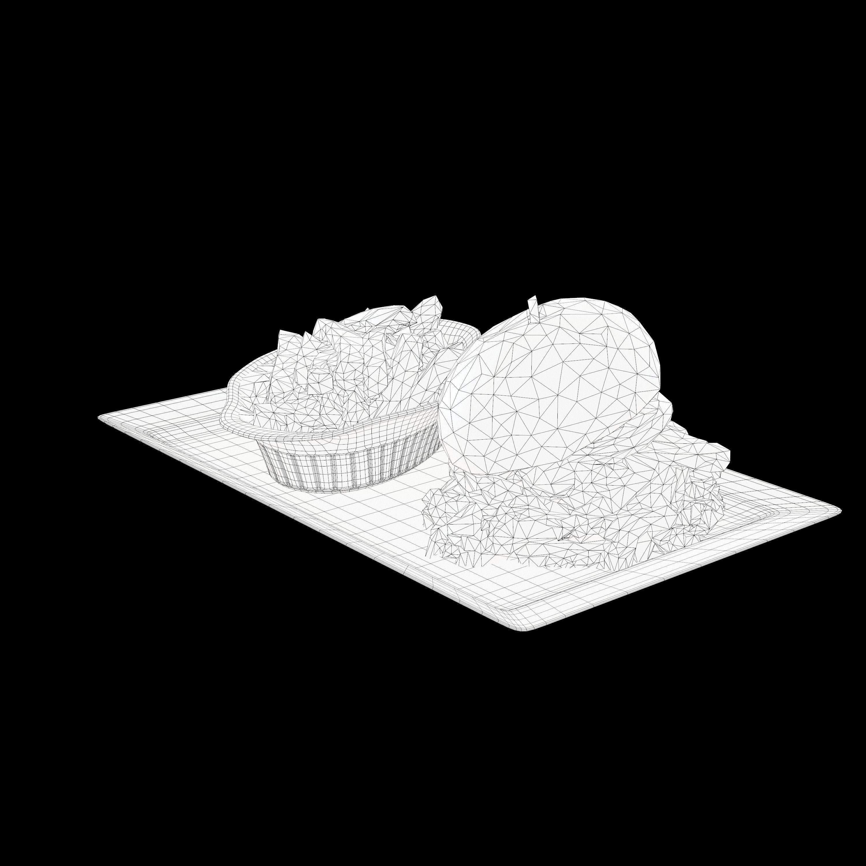 Burger with fries on plate Low-poly 3D model_14