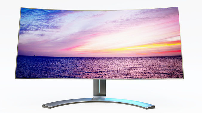 PBR and VR Ready curved screen monitor 3D model