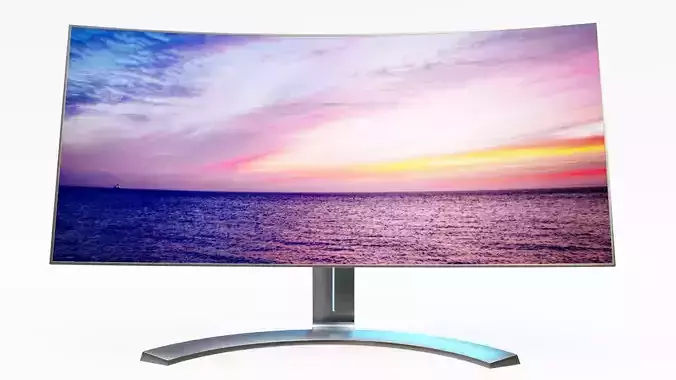 PBR and VR Ready curved screen monitor 3D model