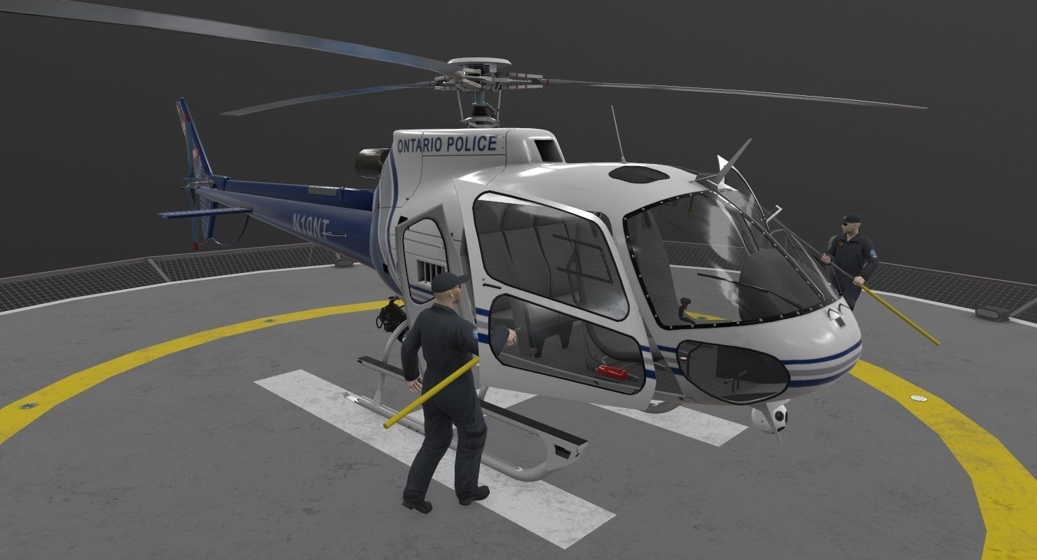 AS-350 Ontario Police Animated Low-poly 3D model_15