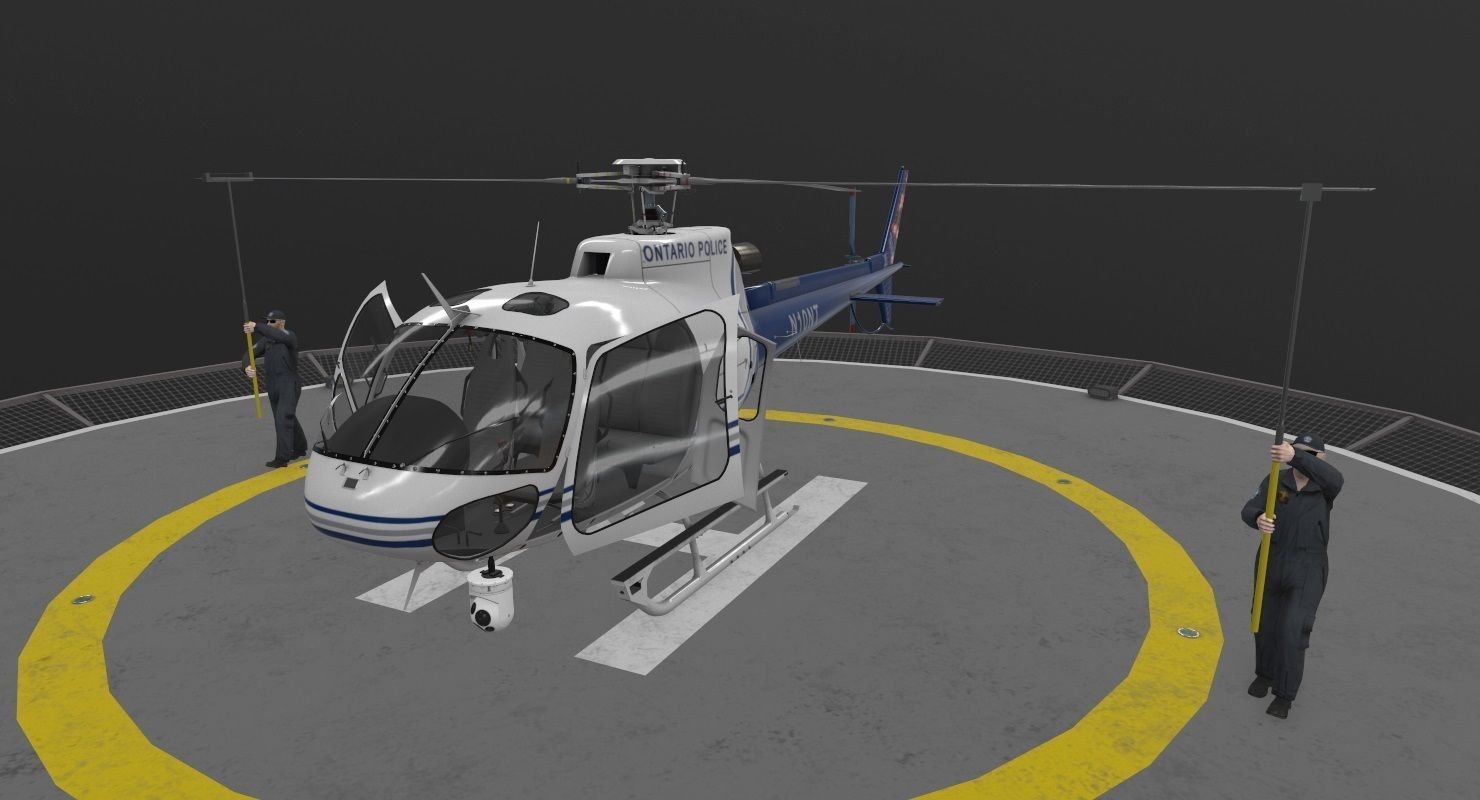 AS-350 Ontario Police Animated Low-poly 3D model_13