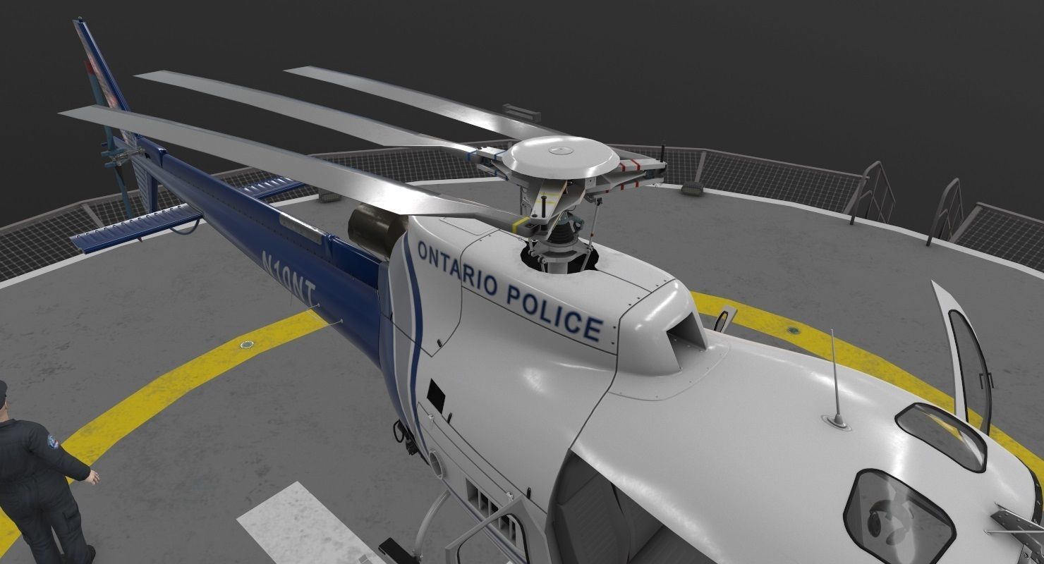 AS-350 Ontario Police Animated Low-poly 3D model_8