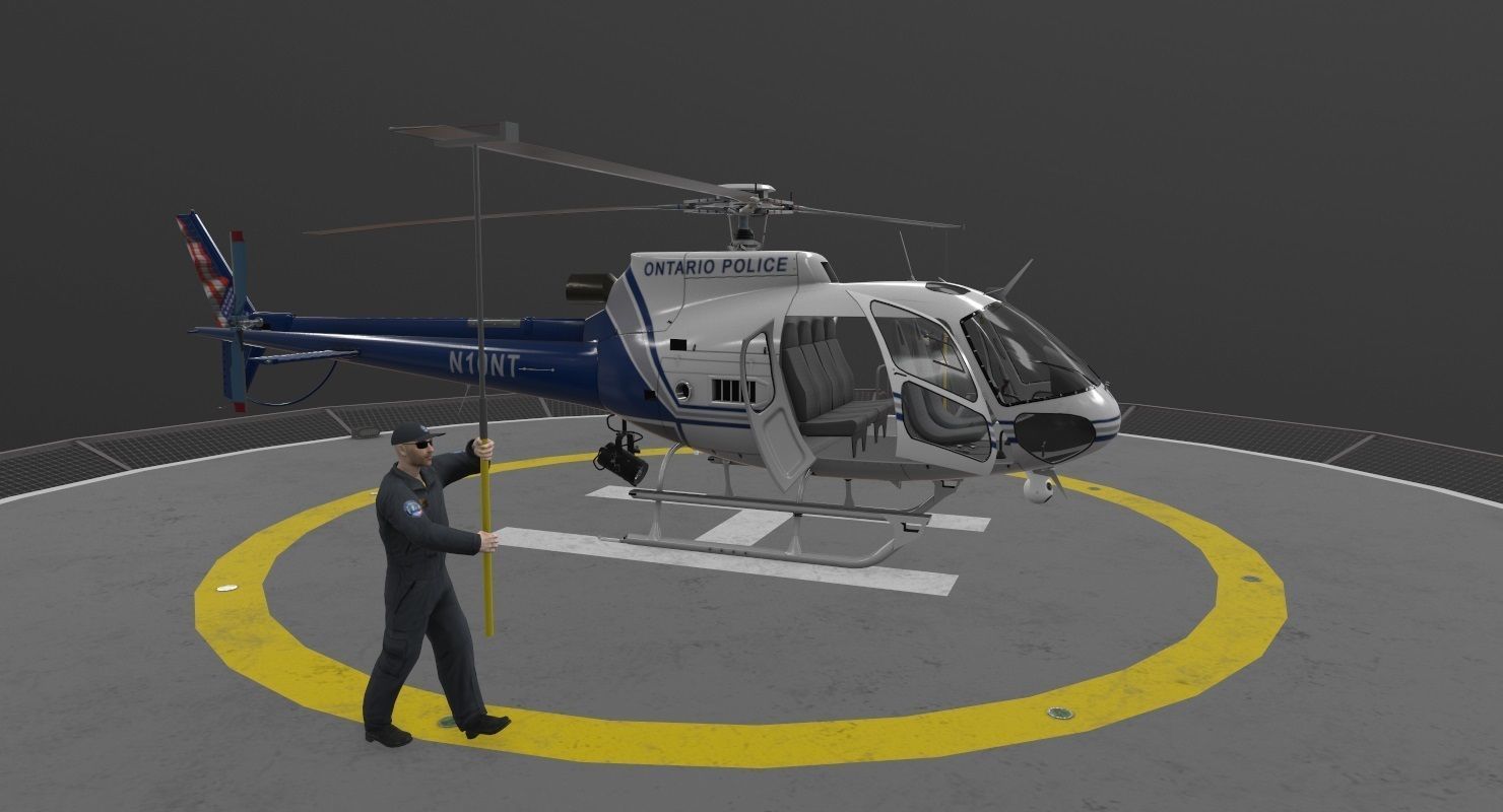 AS-350 Ontario Police Animated Low-poly 3D model_14