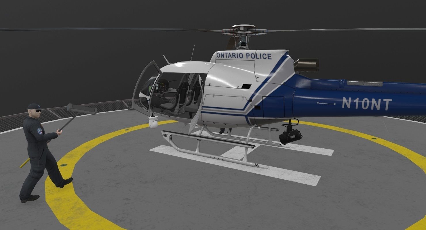 AS-350 Ontario Police Animated Low-poly 3D model_16