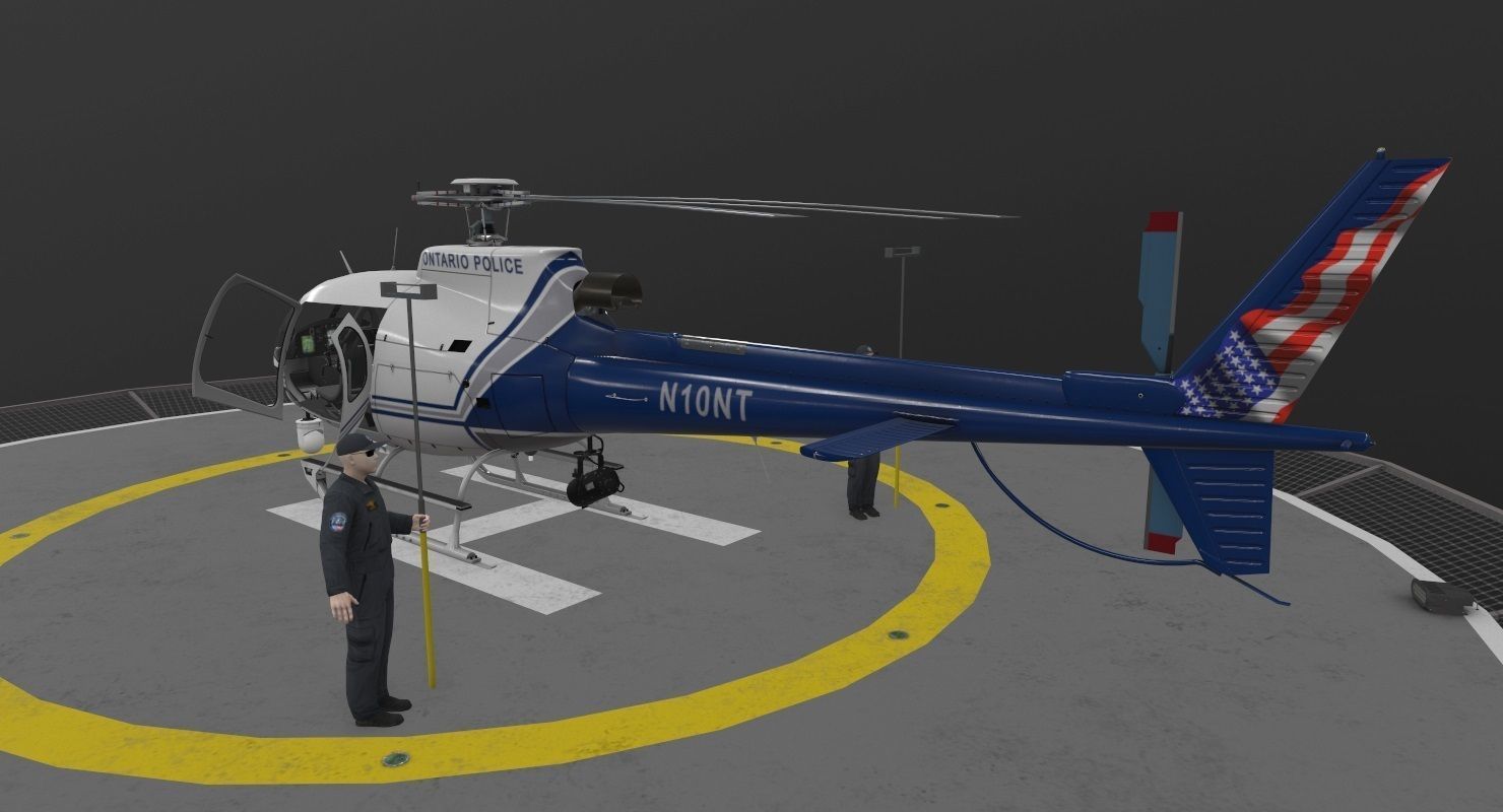 AS-350 Ontario Police Animated Low-poly 3D model_6