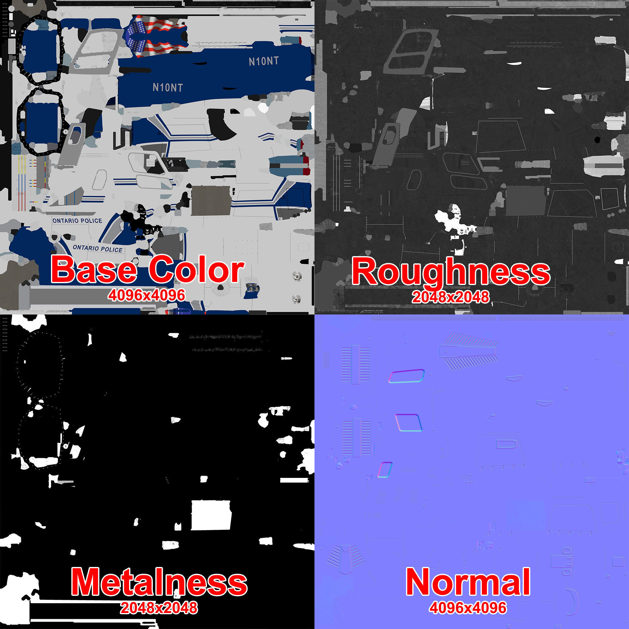 AS-350 Ontario Police Animated Low-poly 3D model_25