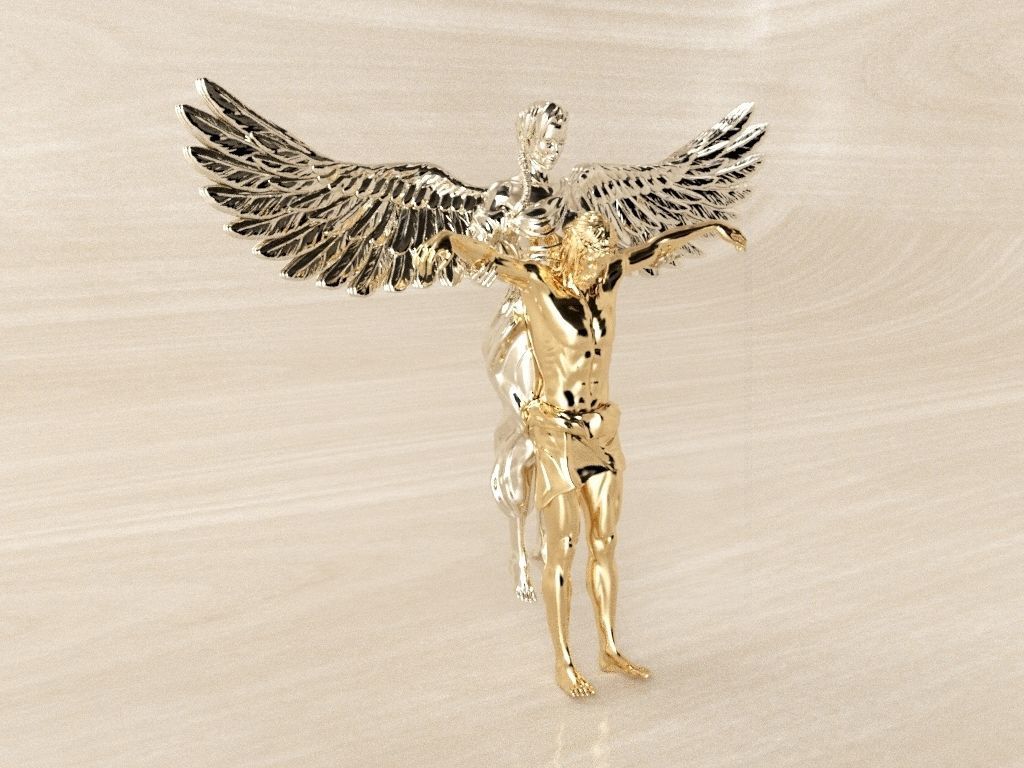 Jesus and the angel 3D print model_1