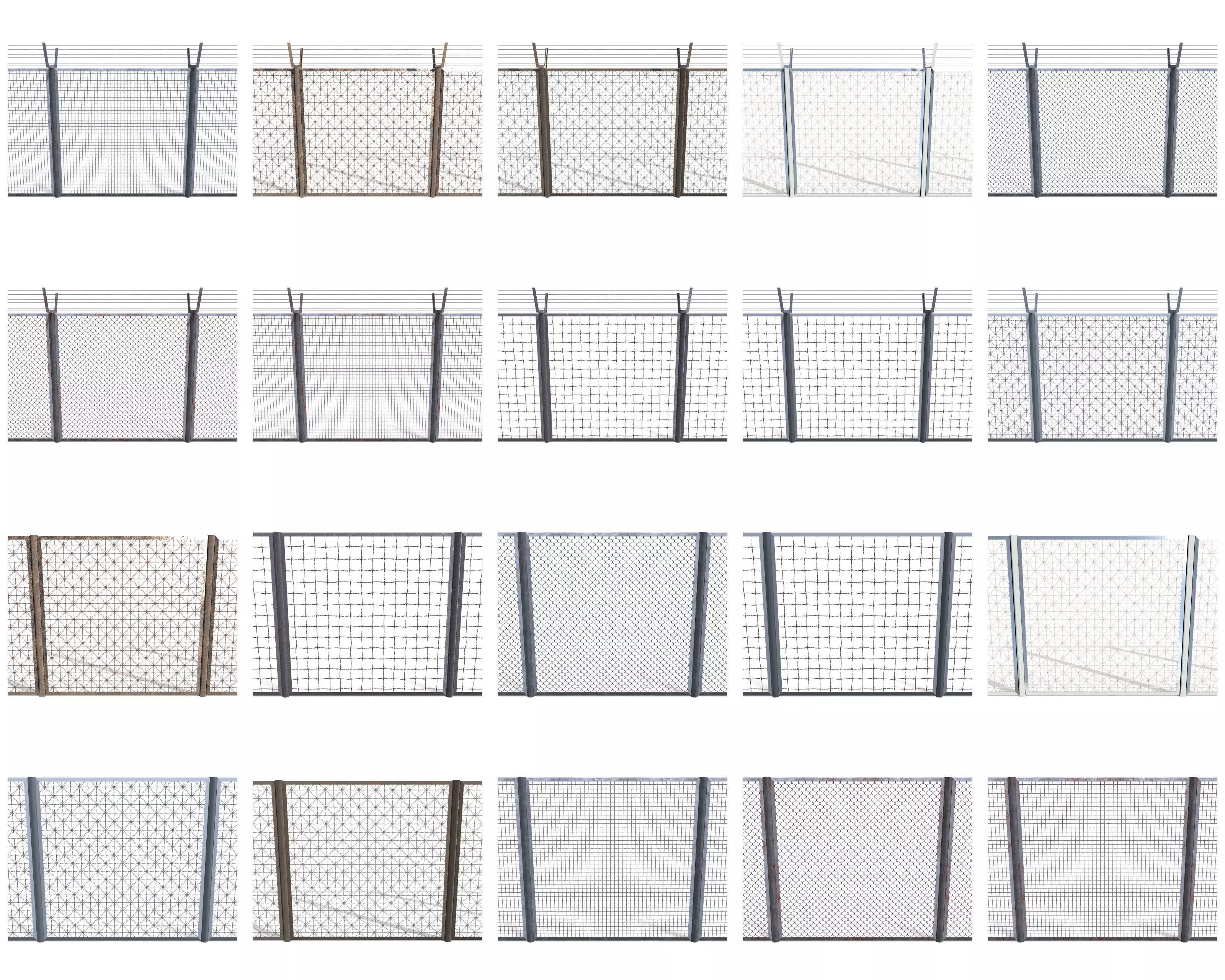 20 Piece Low Poly Fence Pack Low-poly 3D model_0