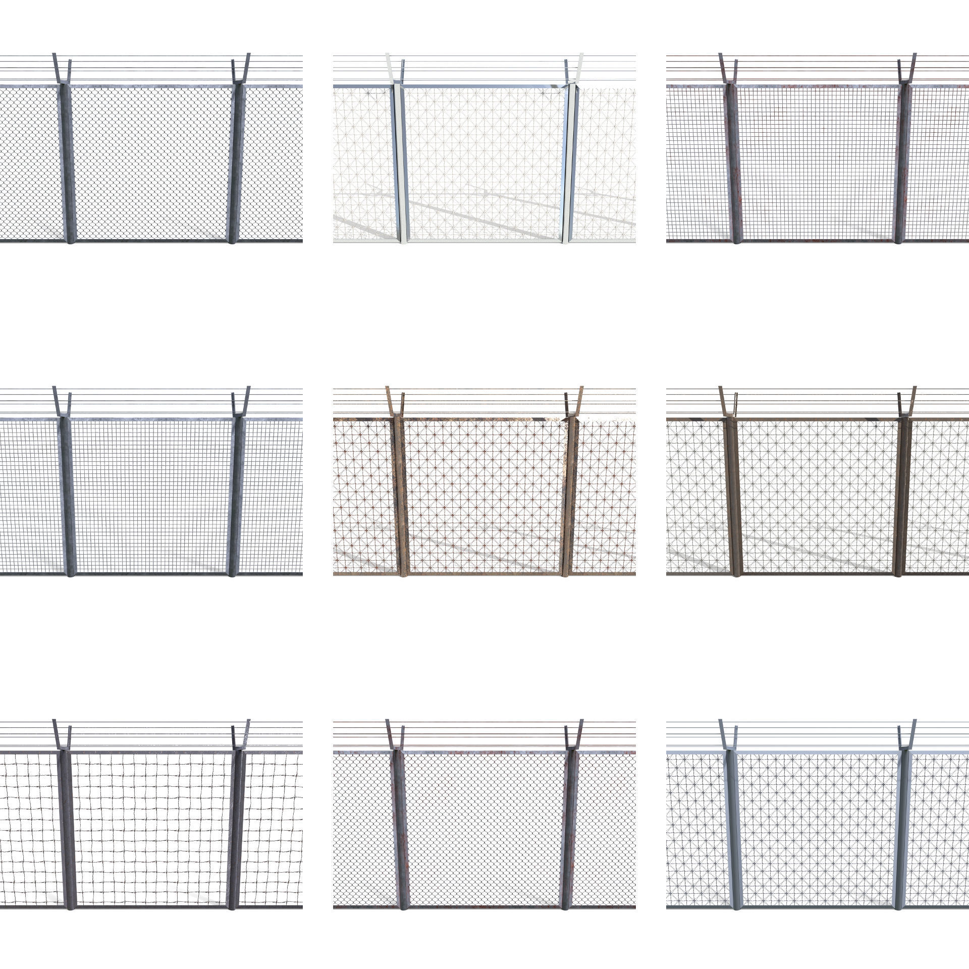 20 Piece Low Poly Fence Pack Low-poly 3D model_2