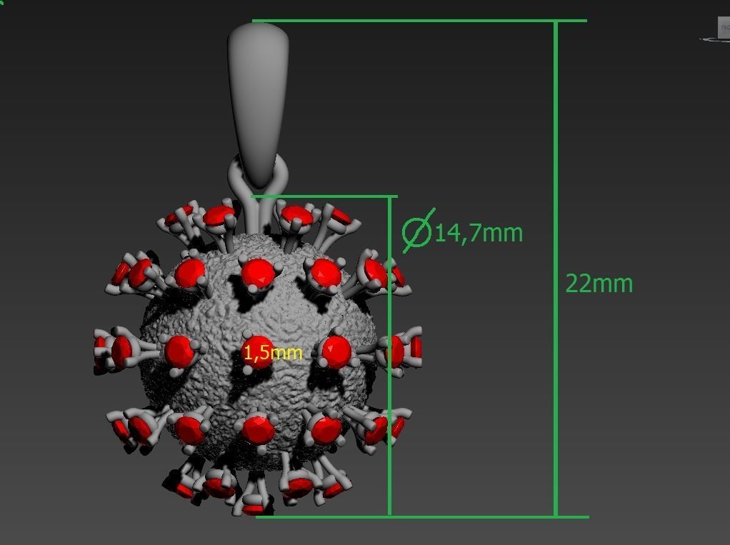 200328 P coronavirus pendant COVID19  3D print model_3