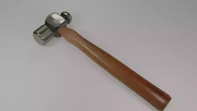 Realistic 3D Hammer with wooden handle