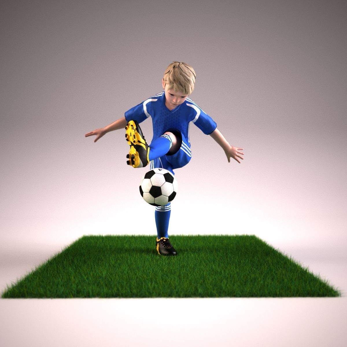 Youth Boy Soccer Player Rigged Character model Low-poly 3D model_10